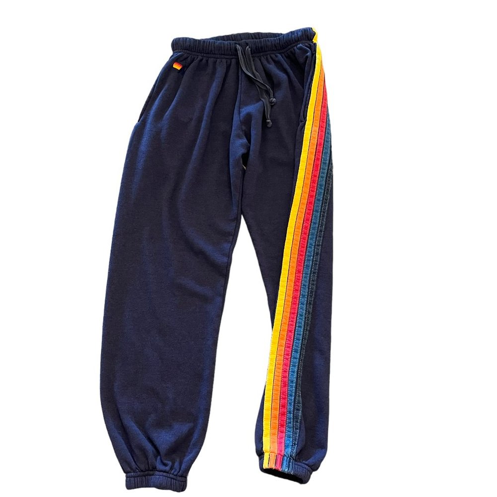 AVIATOR NATION 5 STRIPE SWEATPANTS - NAVY - SIZE M